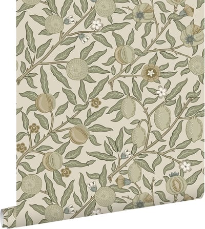 ESTAhome behang exotisch fruit en bladeren olijfgroen - 50 x 900 cm - 131168