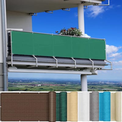 Windscherm omheining 110 x 850 cm anti-gluren anti-ultraviolet Inkijkbeschermingsmat met kabelbinders oogjes koord voor balkon, terras en tuin, Donkergroen