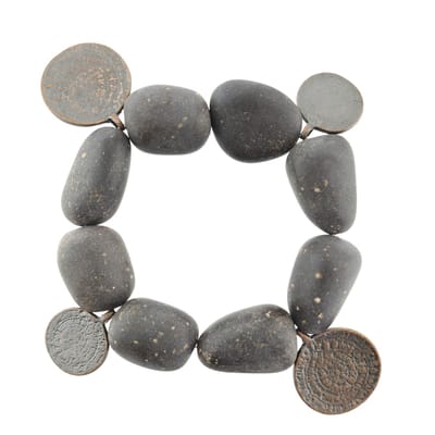 Behave - Elastische kralenarmband met muntjes - vintage stijl