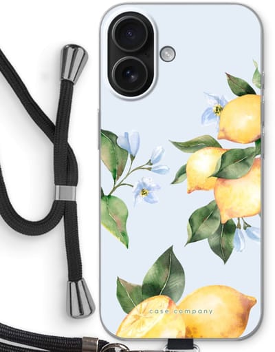 Case Company® - Hoesje met koord geschikt voor iPhone 16 hoesje met Koord - Orchard Sun - Telefoonhoesje met Zwart Koord - Bescherming aan alle Kanten en Over de Schermrand