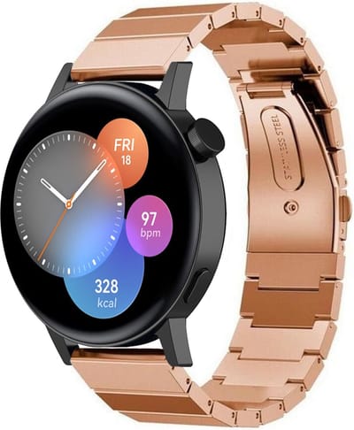 Metalen bandje geschikt voor Huawei Watch GT / GT 2 42mm / Huawei Watch GT 3 42mm / Huawei Watch GT 3 Pro 43mm bandje staal - Stalen bandje RVS metaal schakels - Schakelbandje quick-release - Rosegoud