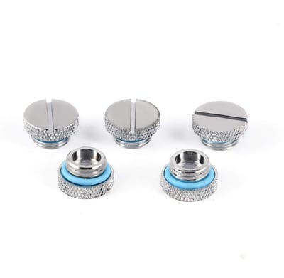Dailygoods- Waterstopper - 5 Stuks - Messing G1/4 Draad - Waterkoeling Plug - Chroom Geplateerd - 18MM Diameter - Hoogwaardige Kwaliteit - Koelplug