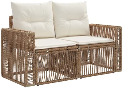 vidaXL - Tuin - Sofa - 2-Aantal - zitplaatsen - Beige - poly - rattan