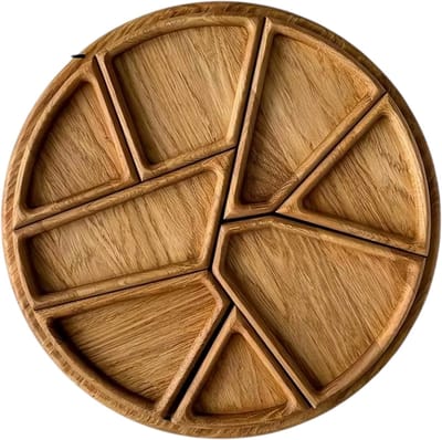 Houten Serveerschaal – Borrelplank & Tapasschaal – Charcuterie & Snackbord – Afneembare Puzzle Schaal van Hout – Keuken & Ontbijt