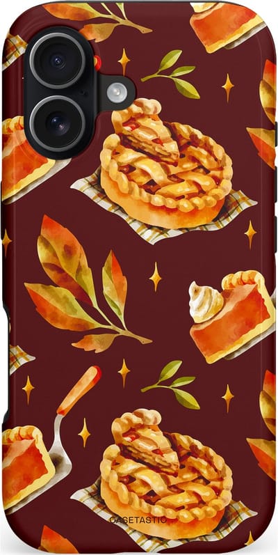 Casetastic hoesje geschikt voor Apple iPhone 17 - MagSafe - Dubbellaagse bescherming - Karamel Appel Ontwerp - Fashion Case - Bruin Bordeaux Goud Oranje
