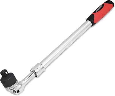 Uitschuifbare Ratelsleutel - Verstelbare Sleutel - Vastzittende Bouten Losdraaien - Flexibele Kop 180 Graden - 43-57 cm Lengte - Zilver