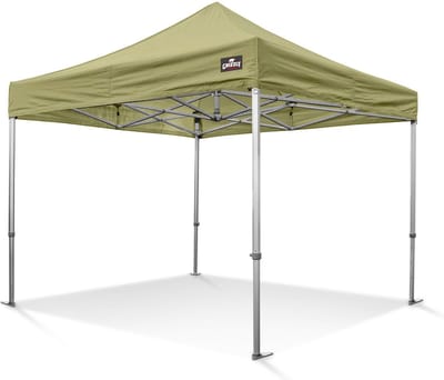 Easy Up Partytent | Vouwtent | 3x3m | Olivijn Zand | Incl gratis sterke PVC opberghoes en spanbanden set met haringen