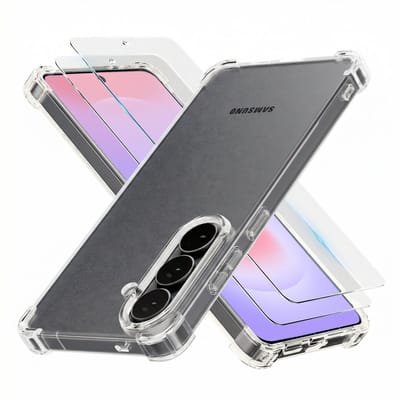 Hoesje geschikt voor Samsung A37 Transparant - 2x screenprotector - beschermglas screen protector- Anti Shock case