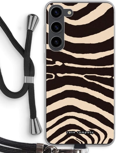 Case Company® - Hoesje met koord geschikt voor Samsung Galaxy S23 Plus hoesje met Koord - Arizona Zebra - Telefoonhoesje met Zwart Koord - Bescherming aan alle Kanten en Over de Schermrand