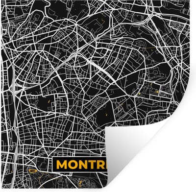 Muurstickers - Sticker Folie - Kaart – Plattegrond – Frankrijk – Montreuil - Stadskaart - 100x100 cm - Plakfolie - Muurstickers Kinderkamer - Zelfklevend Behang XXL - Zelfklevend behangpapier - Stickerfolie
