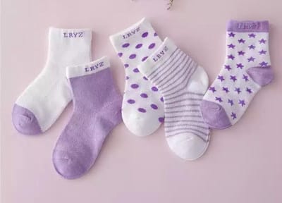 5 paar New born Baby sokken - Set Babysokjes - 0-6 maanden - Paarse Babysokken - Multipack - Kraamcadeau voor Jongen of Meisje - Babyshower Cadeau - Kraammand
