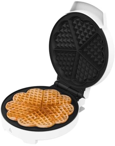 Elektrische Wafelmaker - Wafelijzer Hartjes - Snelle Wafels Bakken - Non-stick Coating - 19 cm - RVS