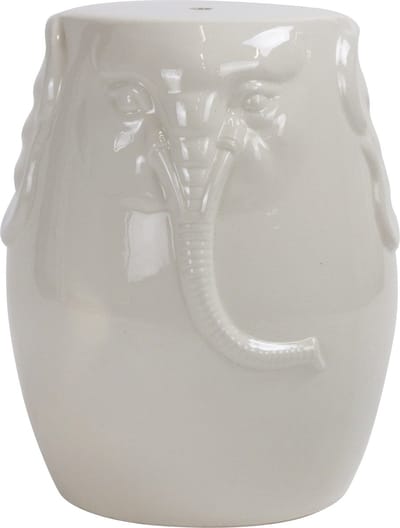Fine Asianliving Keramische Kruk Wit Olifant Handgemaakt D33xH46cm Keramiek Bijzettafel Porselein Stoel Tuinkruk