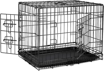 BOTC Hondenbench met onderbak - Opvouwbaar - 76x46x52cm - Hondenhok - Hondenkooi - Zwart