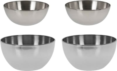 Excellent Houseware voedsel serveerschalen - Set 6x - RVS - D20/D13 cm