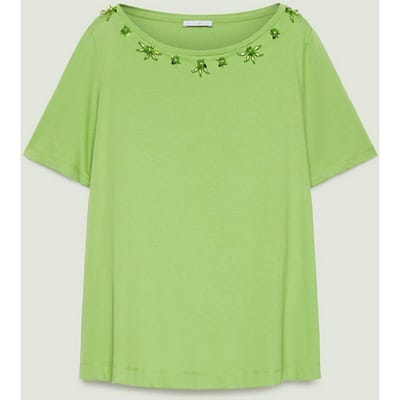 T-shirt geborduurd vrouw groen