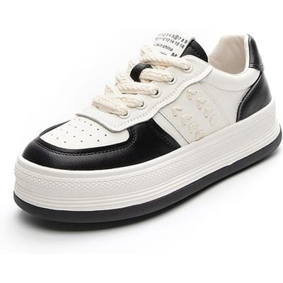 Kleine Witte Schoenen Dames Nieuwe Alles-match Leren Veterschoenen Tarweaar Broodschoenen Casual Sportschoenen Dikgezoolde Verhogende Sneakers 39