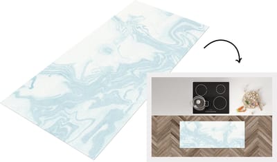 Keukenloper - Loper keuken - Marmer - Wit - Patronen - 120x50 cm - Keukenloper vinyl