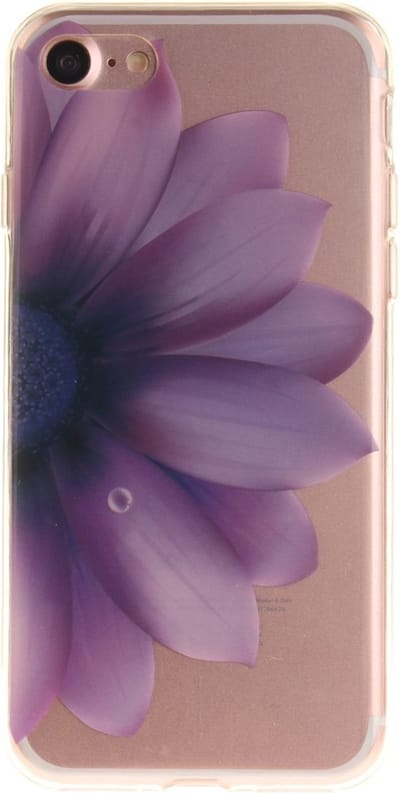 Peachy Doorzichtige geschikt voor iPhone 7 8 SE 2020 SE 2022 TPU hoesje case met paarse bloem