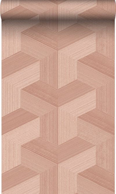 Origin Wallcoverings behang grafisch 3D motief terracotta roze - 53 cm x 10.05 m - 347950