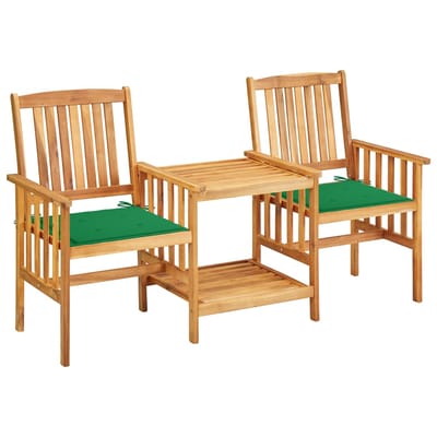 vidaXL - Tuinstoelen - met - tafeltje - en - kussens - massief - acaciahout