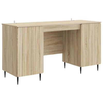 vidaXL - Bureau - met - plank - Sonoma - Eiken - 142,5 - x - 50 - x - 75 - cm - Bewerkt - hout