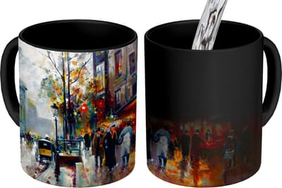 Magische Mok - Foto op Warmte Mokken - Koffiemok - Schilderij - Stad - Olieverf - Magic Mok - Beker - 350 ML - Theemok
