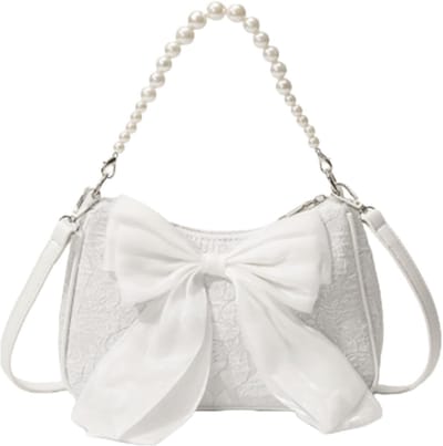 Stijlvolle Vintage Schoudertas met Strik voor Dames, Compacte Handtas en Multifunctionele Crossbody Tas, Verkrijgbaar in Wit, Zwart en Roze