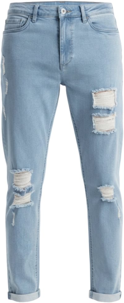 OMBRE Broek - Slim Fit - Katoen - Rits Licht Indigo M