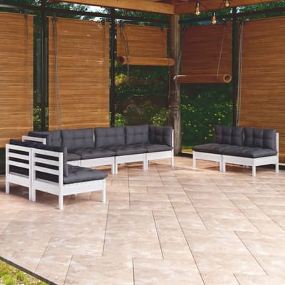 vidaXL - 8-delige - Loungeset - met - kussens - massief - grenenhout