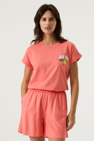 GARCIA Dames Print T-shirt Roze Korte mouw