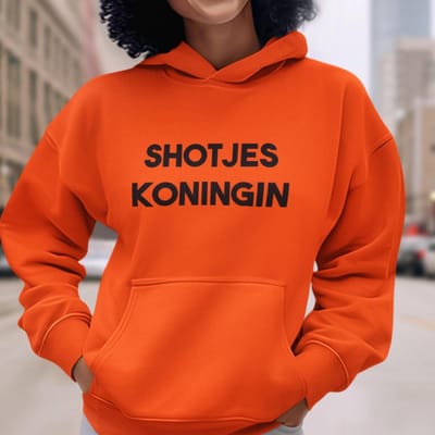 Oranje Koningsdag Hoodie Shotjes Koningin XS