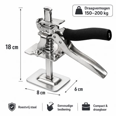 Litalife Handkrik Hefarm Klemtang – Roestvrij Staal – Draagvermogen 150-200 kg – Til Tot 10 cm – Voor Keukenkasten, Deuren & Vloerdelen