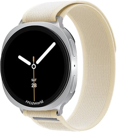 Stravo Trail Loop Nylon Sport bandje - Geschikt voor Samsung Galaxy Watch 9 (40/44mm) / Watch 8 (40/44mm) / 8 Classic (46mm) - Starlight - Zachte nylon horlogeband met klittenbandje voor Samsung smartwatch