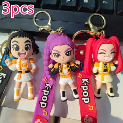 Mooie 3 stuks rand nieuwe KPOP heksenjachtgroep sleutelhanger cartoon anime 3D pop tas auto hanger klein cadeau Hoge Kwaliteit red