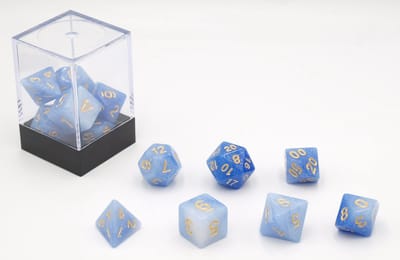 HOT Games dobbelstenen set Stardust blauw kunststof 7-delig.
