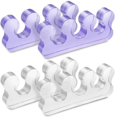 2 paar gelteenscheiders, teenstretcher en correctoren voor overlappende tenen, eeltknobbels, hamerteen, pijnverlichting van de voet