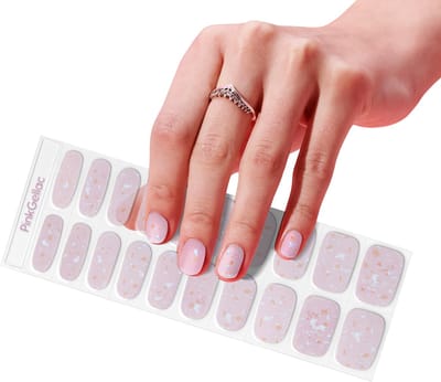 Pink Gellac UV Nagelstickers - Gellak Stickers 0008 Holographic Blush - Nail Art Gel Stickers voor Nagels - 20 stuks in 10 maten