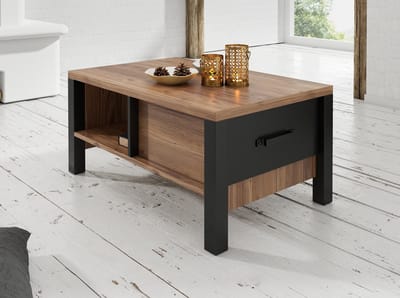 Meubella - Salontafel Olivia - Zwart - Eiken - 90 cm