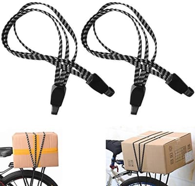 2 Stuks Verstelbare Fietssangordel en Bagagedragerriem - 3-in-1 Elastische Bagagespanner met Haken - Ideaal voor Fiets- en Motorhelmbevestiging