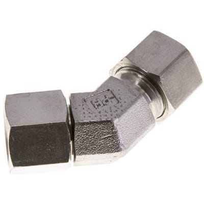 12S RVS 45gr L-stuk Snijringkoppeling Draaidoorvoer 630bar FKM O-ring en Afdichtconus Verstelbaar ISO 8434-1