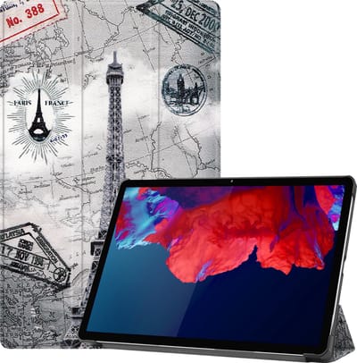Hoesje Geschikt voor Lenovo Tab P11 Plus - Dun & Stevig - Trifold Bookcase - Hard Cover - Hardcover Book Case - Tablet Hoes - Eiffeltoren