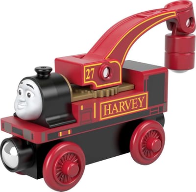 Houten Speelgoedtrein - Treinen en Trams - Kinderspel - Draaiende Kraan - 5.5 x 1.56 x 4.5 inch - Hout