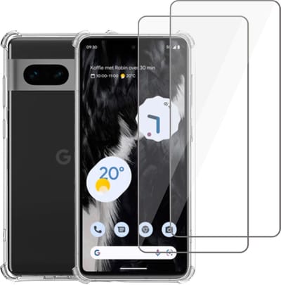 Geschikt voor Google Pixel 6 Hoesje + 2x Screenprotector – Gehard Glas Cover + Shock Proof Case – Transparant