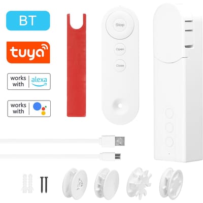 Tuya BT – moteur de rideau de perles Intelligent, pilote de stores roulants électriques, ouvre-porte automatique non BT blanc