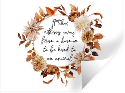 Muurstickers - Sticker Folie - Quotes - Spreuken - It takes nothing away from a human to be kind to an animal - Dieren - 40x30 cm - Plakfolie - Muurstickers Kinderkamer - Zelfklevend Behang - Zelfklevend behangpapier - Stickerfolie