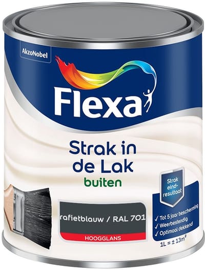 Flexa - Strak In De Lak Buitenlak Hoogglans - Grafietblauw / Ral 7016 - Mengverf - 1 L