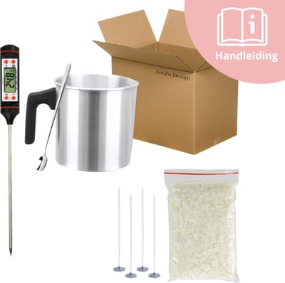 ZoeZo Kaarsen Maken Set - Inclusief 250 gram sojawas en smeltplan - Zelf kaarsen maken - Kaarsenlont - Soy wax - Hobbypakket