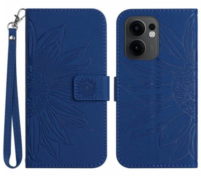 Coverup Hoesje - Geschikt voor OPPO Reno13 F / FS 5G Hoesje - Coverup Zonnebloem Book Case met Koord - Blauw