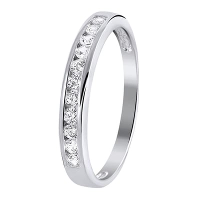 Lucardi Dames Ring met zirkonia - Ring - Cadeau - Echt Zilver - Zilverkleurig